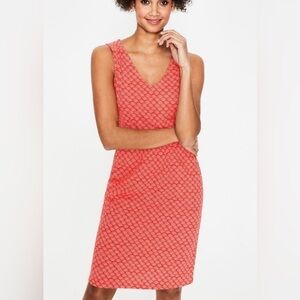 Boden Melinda Jersey Dress Red Orange Pop Rainbow Dot with Pockets Size 8R